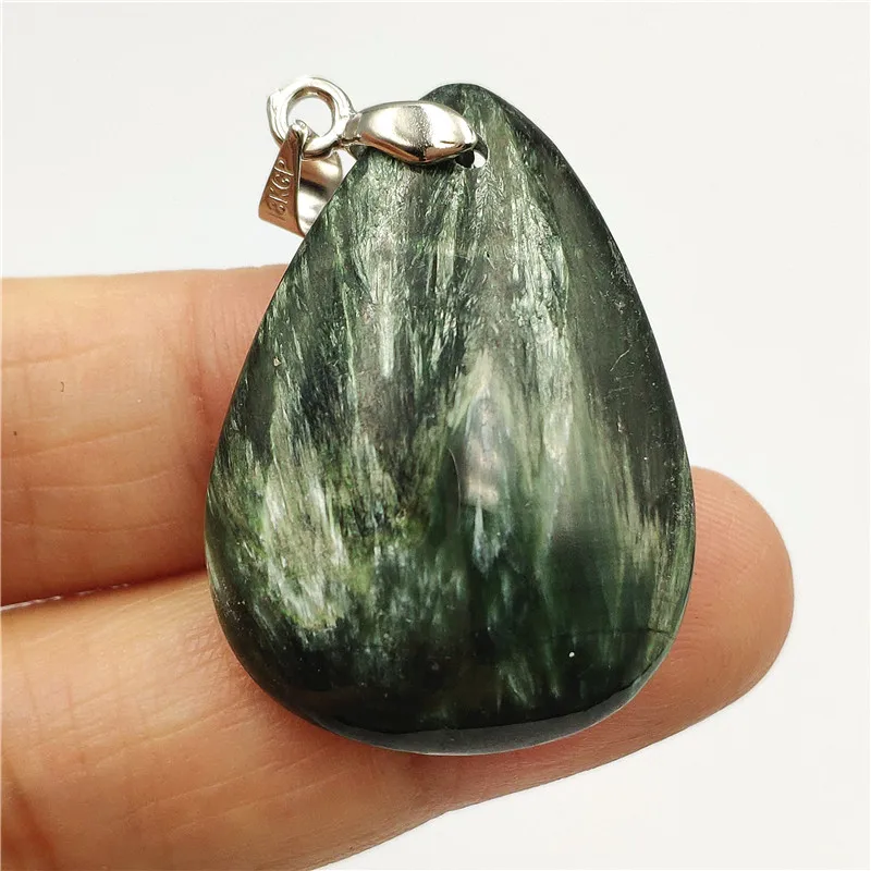 

Natural Green Seraphinite Pendant 32x23x7mm Fashion Lady Woman Female Gift Jewelry Water Shape Gemstone Necklace Pendants AAAAA
