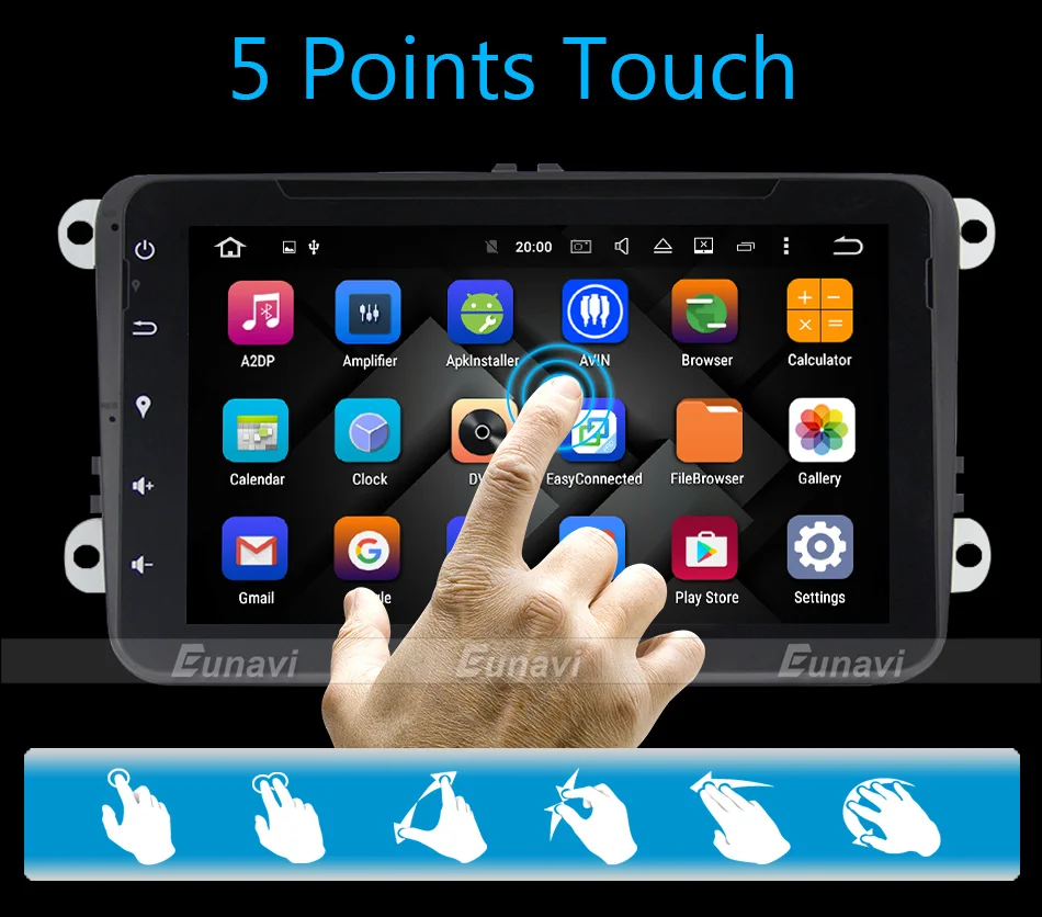 Clearance Eunavi 8" 2din Car dvd Android 9.0 2 din radio stereo Octa Core For VW Golf MK6 5 Polo Jetta Tiguan Passat B6 5 CC Skoda Touran 7