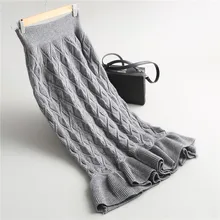 INNASOFAN Для женщин юбка осень-зима вязаная юбка высокой талией евро-американской моды элегантные юбки сплошной цвет