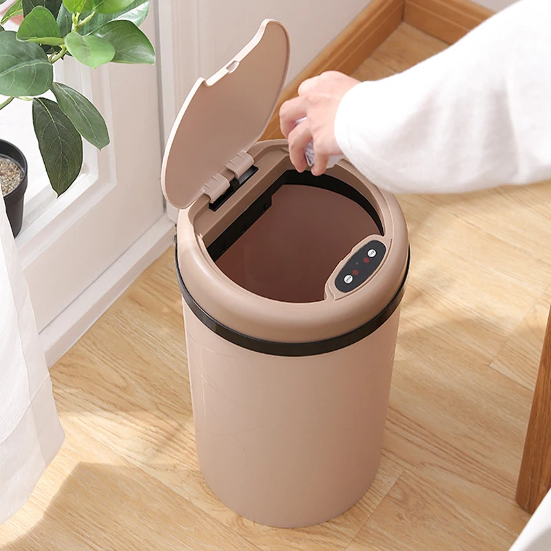 

Induction Round Automatic Sensor Garbage Bag Holder PP Car Bin Dump Compost Bin Mini Trashcan Eco-friendly Home Household Clean