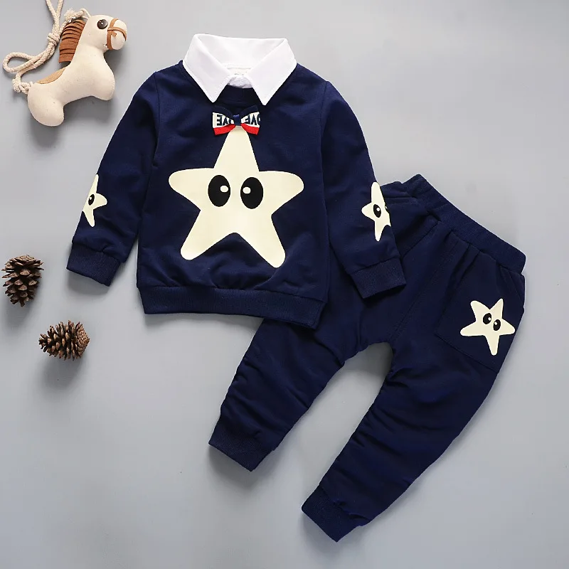 

BibiCola New Boys Clothes Cotton Casual Kids Outfits Star Cartoon Tops +Pants 2pcs Sports Suit Baby Children Clothing Set