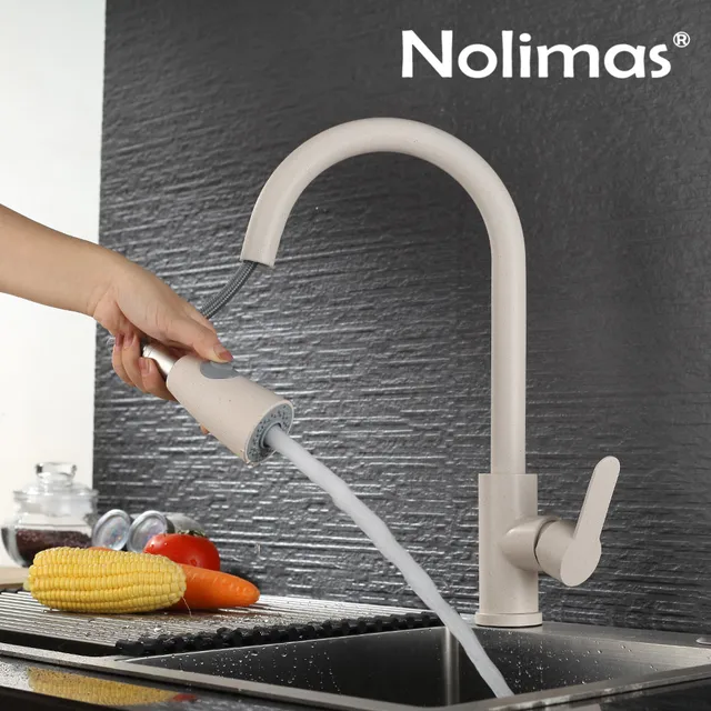 Best Offers Kitchen Faucet SUS 304 stainless steel Pull Out Faucets Beige paint Spool Mixer Water Tap Hot And Cold Double Control Best Offers Kitchen Faucet SUS 304 stainless steel Pull Out Faucets Beige paint Spool Mixer Water Tap Hot And Cold Double Control