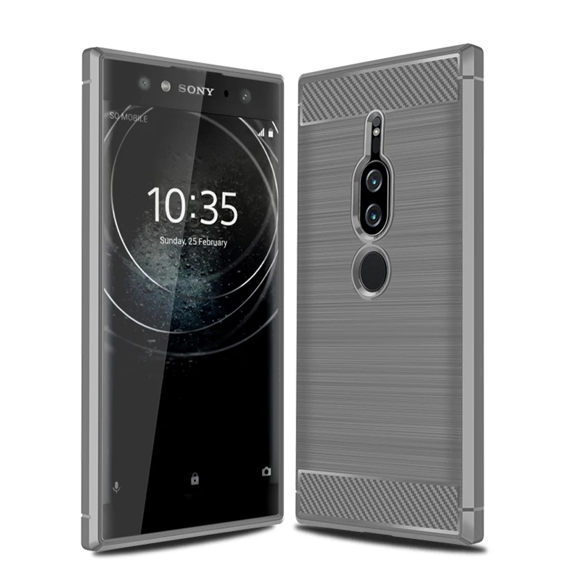 Углеродное волокно чехол для sony Xperia XA1 ультра XZ1 XA2 XA3 XZ2 компактный XZ3 XZ4 L1 L2 L3 XA4 XZ5 2 20 10 Plus чехол силиконовый чехол - Цвет: Gray 002