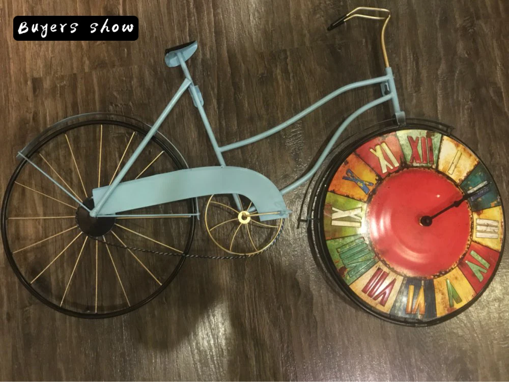 American Retro Bedroom Wall Clock Bicycle Personality Decorative Mural Decorations Home Decoration Accessories Housewarming Gift