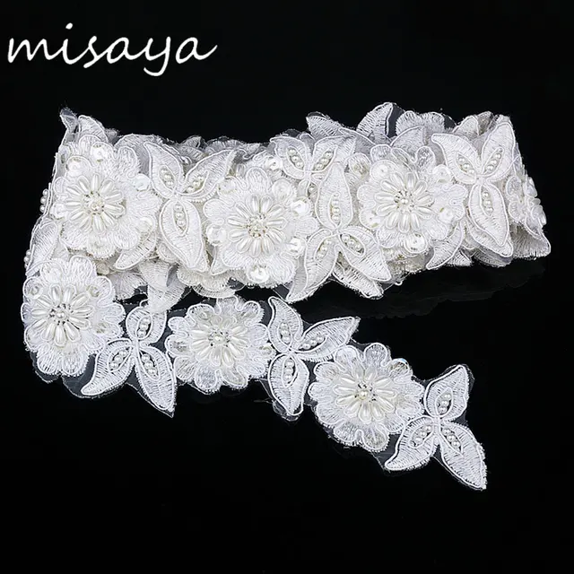 Misaya 1yard White Embroidery Lace Sequin Fabric With Pearl Jacquard ...