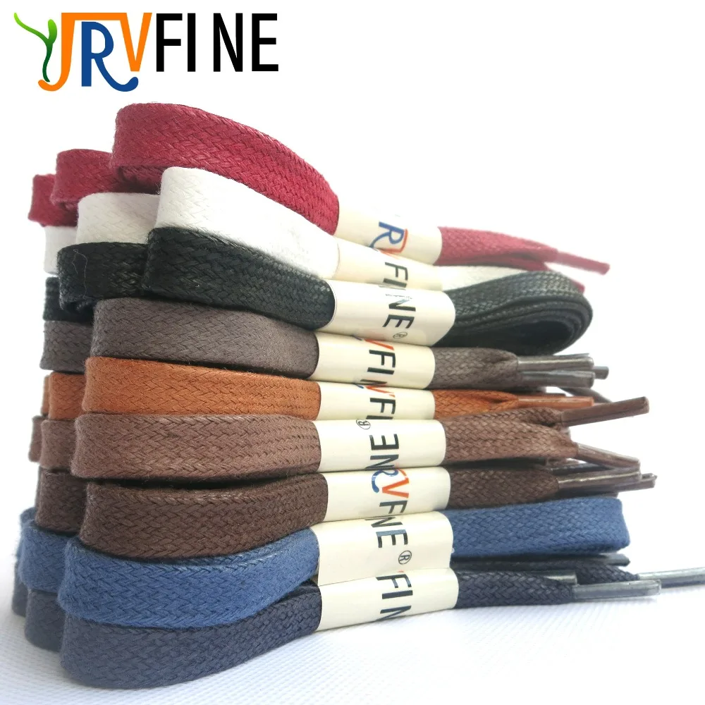 YJRVFINE 2 Pair Cotton Flat Waxed Shoelaces for Leather Boots Dress