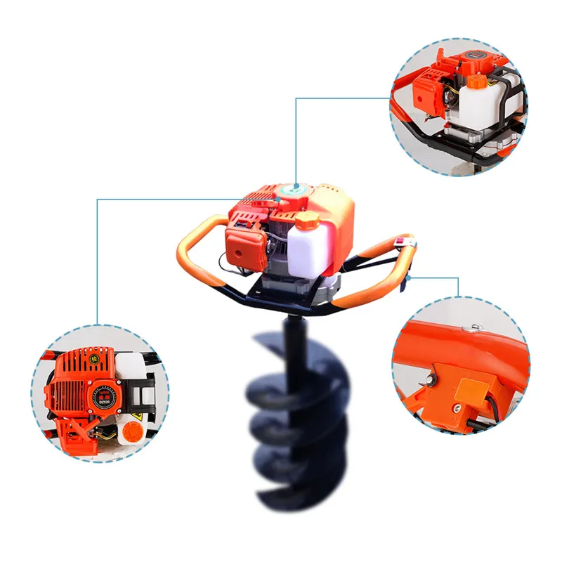 1900W High Power Post Hole Digger Professional Earth Auger Drill Bits Gasoline Power Hole Digger Garden Fence Borer Extend Pole