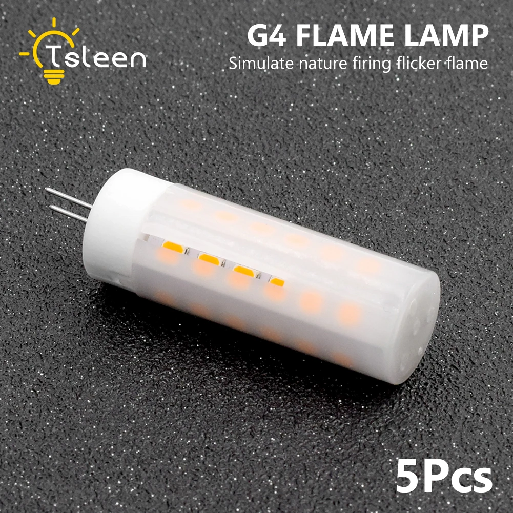

5Pcs LED Flame Effect 2835SMD LED Lamp Bulb G4 Flickering Burning Firing LED Corn light Bulb 12V Decoration Replace Halogen Lamp