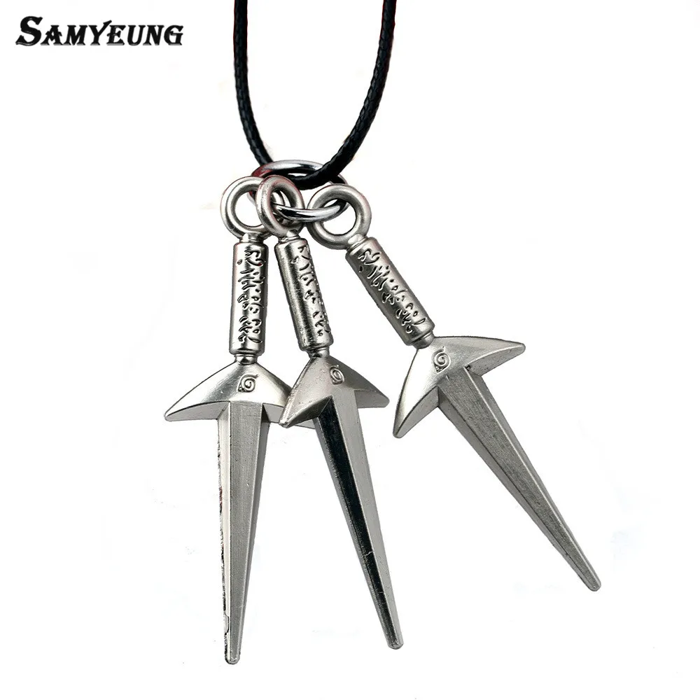 Samyeung Anime Naruto Leather Chain Sword Necklaces for Boy Cosplay