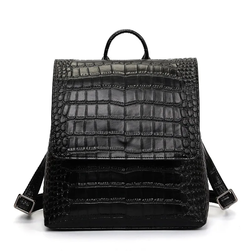 

Madonno Brand Women Fashion Black Cowhide Softback Zipper Shoulder Strap Soft Handle Backpack TBG017