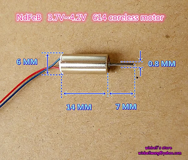 

10pcs! Brand new 6*14mm micro DC motor NdFeB airplane model motor 3.7V 50000RPM 4.2V 58000RPM high speed 614 coreless motor ~