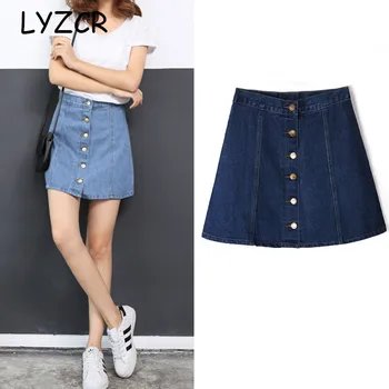 

Women Denim Button Skirt Shorts Summer A Line High Waisted Skirts for Women Office Mini Sexy Jeans Denim Skirt Women