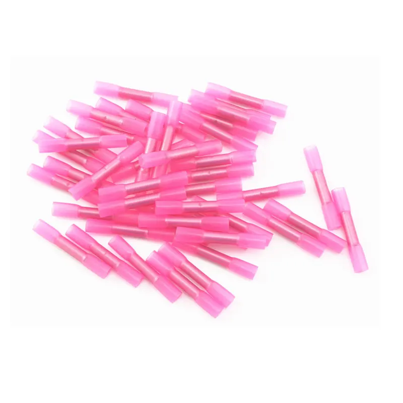 

50pcs Red 22-18 AWG Heat Shrink Butt Wire Crimp Connector Electrical Terminals