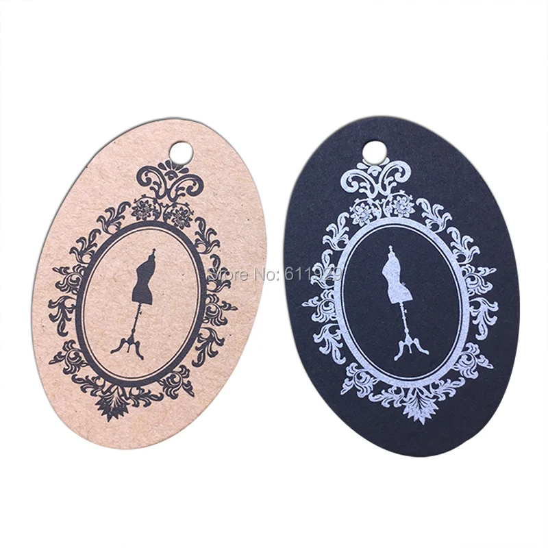 

custom clothing kraft paper tag/jewelry price tag/garment printed label/oval cardboard tag/gift packing label 1000 pcs a lot