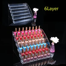 TOP Acrylic Makeup Nail Polish Storage Organizer 6 Layer Rack Display Stand
