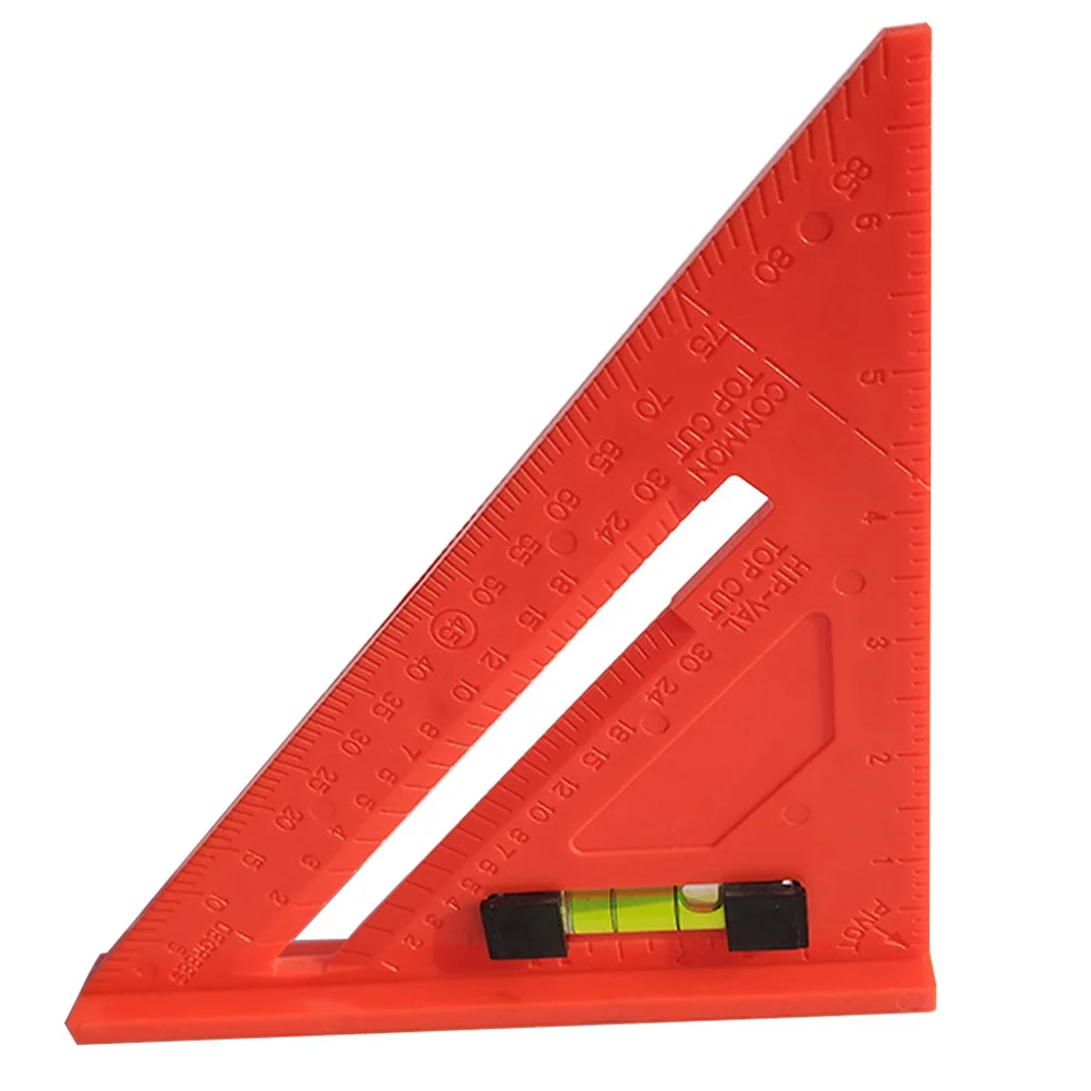 

7 Inch Practical Triangle Ruler Carpenter Tools Multifunctional Square Durable ABS Red Angle Woodworking Measuring