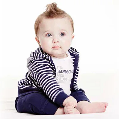 

2019 Spring Autumn Baby Boy Girl Clothing Sets Long Sleeve Striped Handsome Coat+Bodysuit+Pants 3PCS Baby Boys Girls Clothes Set