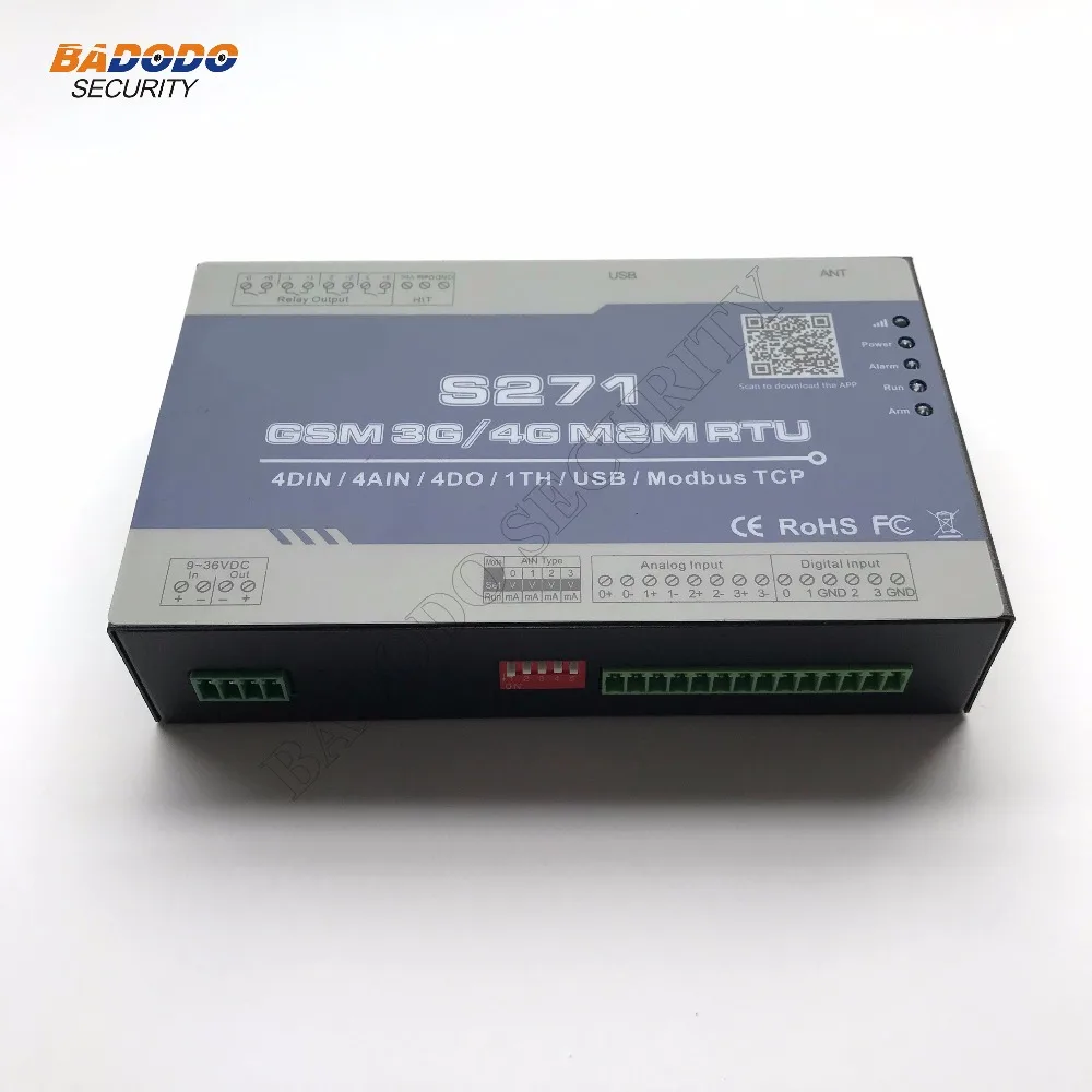 GSM 2G 3g 4G RTU беспроводной GSM GPRS удаленный терминал контроллер S271(4DIN, 4AIN/PT100, 4 реле, 1TH, USB) Промышленная Автоматизация