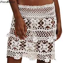 Страусиная летняя юбка, Женская Сексуальная Ажурная трикотажная полуоблегающая юбка, богемная пляжная сумка, юбка на бедрах, faldas mujer moda