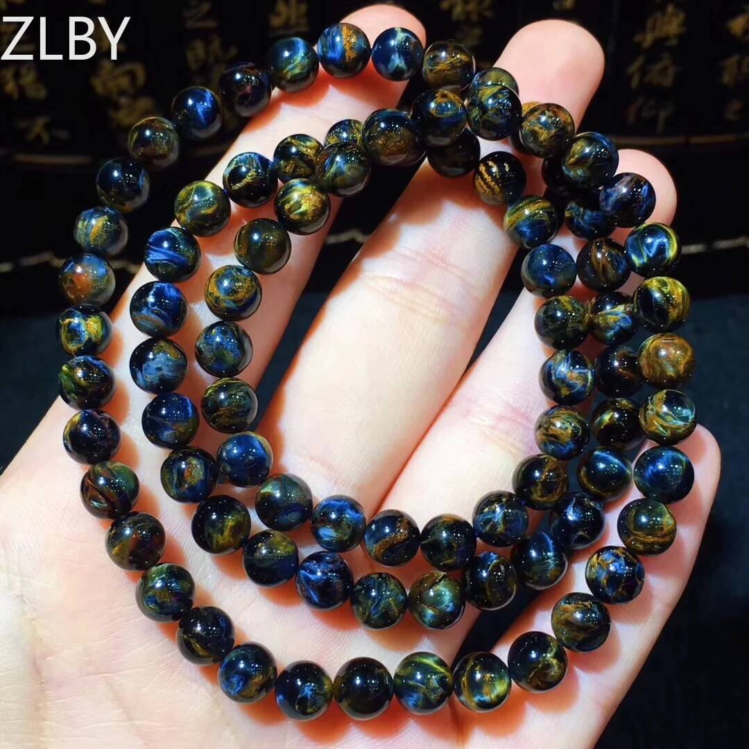 

B46628 6.5mm Natural Crystal Namibia Pietersite Bracelet Blue Red Beads Stone Round Bead Bracelets Man Women