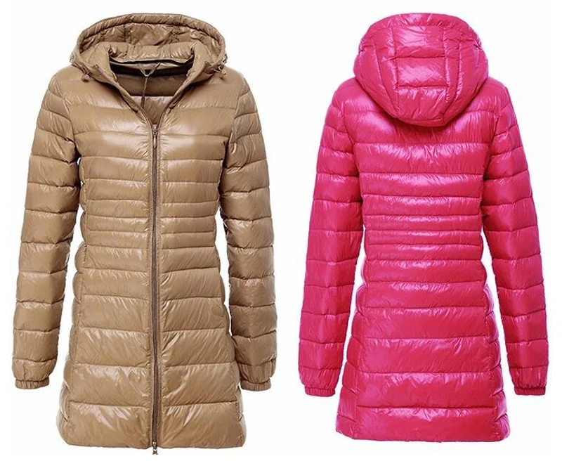 Парка Mujer новая брендовая осенняя куртка-пуховик Женская длинная куртка на утином пуху верхняя одежда Ультралегкая Тонкая зимняя куртка с капюшоном 7XL