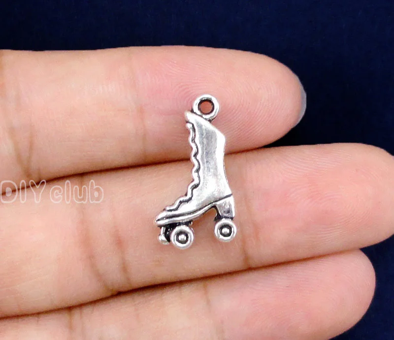 

80pcs-Antique Tibetan Silver 3D Roller Skating Charm Pendant 21X12mm