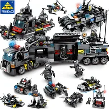 8 шт./лот город SWAT полицейский грузовик Модель Совместимость LegoINGs строительные блоки наборы корабль вертолет автомобиль Playmobil игрушки для детей