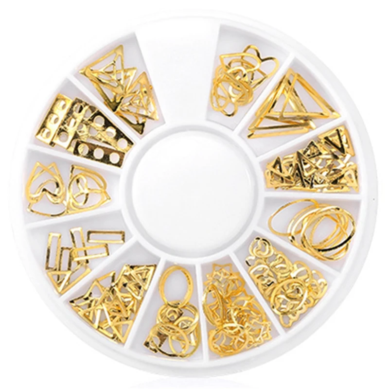 

3D Hollow Nail Art Decoration Mixed Shapes Geometry Golden Tips Diy Nail Art Tools Fashion Nail Decorating Stickers
