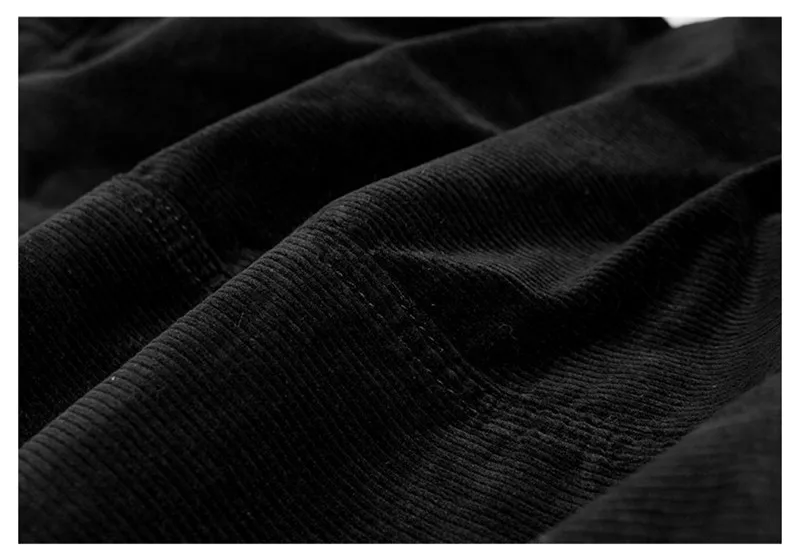 Autumn a-line skirt corduroy skirt in the long high waist slit skirt multi button pocket skirt (20)