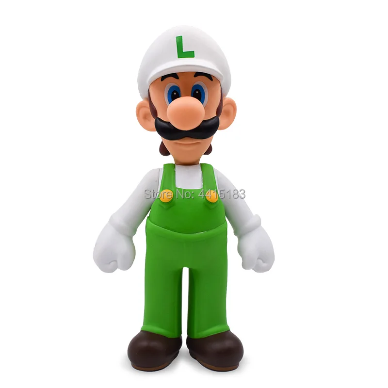 23 cm Anime Figura Super Mario Bros  Luigi White Hat PVC Action Figure Doll Collectible Model Baby Toy Christmas Gift For Kids