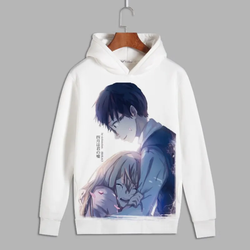 

Your Lie in April Cosplay Miyazono Kaori Print Pullover hoodie sweatshirts Arima Kousei Men Women Unisex Fleece Hoody for Autumn
