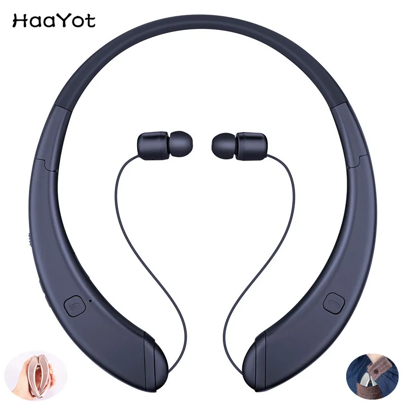 

HAAYOT Innovation Folding Wireless Bluetooth Headset Retractable Sport Neckband Portable Headphone Earphone For Iphone Android