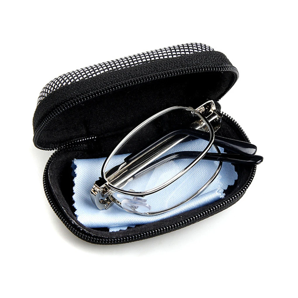 

Portable Folding Reading Glasses Oval Metal Frame Presbyopic Magnifying Glasses Eyewear With Case For Old Man Women