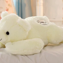 Симпатичный медведь кукла лежал плюшевый медведь игрушка белый медведь подушку подарок на день рождения около 55 см