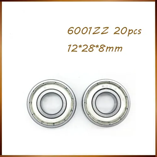 

Free shipping 20pcs 6001ZZ Double Shielded Deep Groove Ball Bearings 12mm x 28mm x 8mm