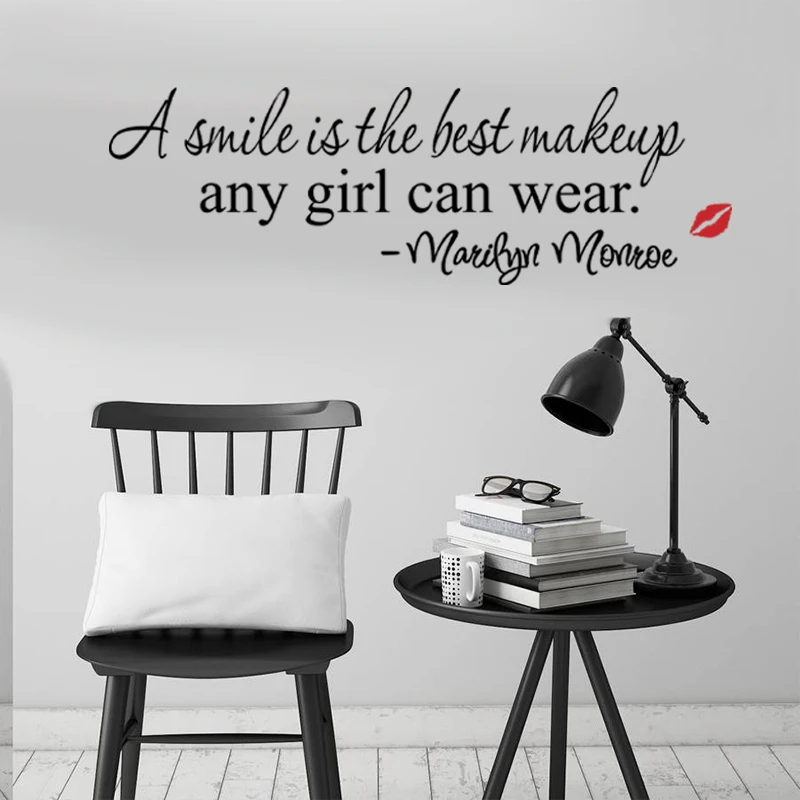 6A DIY PVC Wall Sticker "A Smile Is The Best Makeup Marilyn Monroe" Decal Decor 6A DIY PVC Wall Sticker "A Smile Is The Best Makeup Marilyn Monroe" Decal Decor