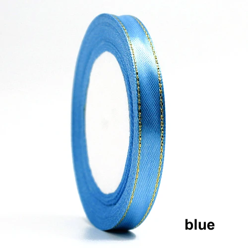 20 blue 25 ярдов атласная лента 10 мм Золотая корсажная лента для кромки ленты DIY для упаковки подарков Свадебные украшения принадлежности для скрапбукинга - Цвет: 20 blue