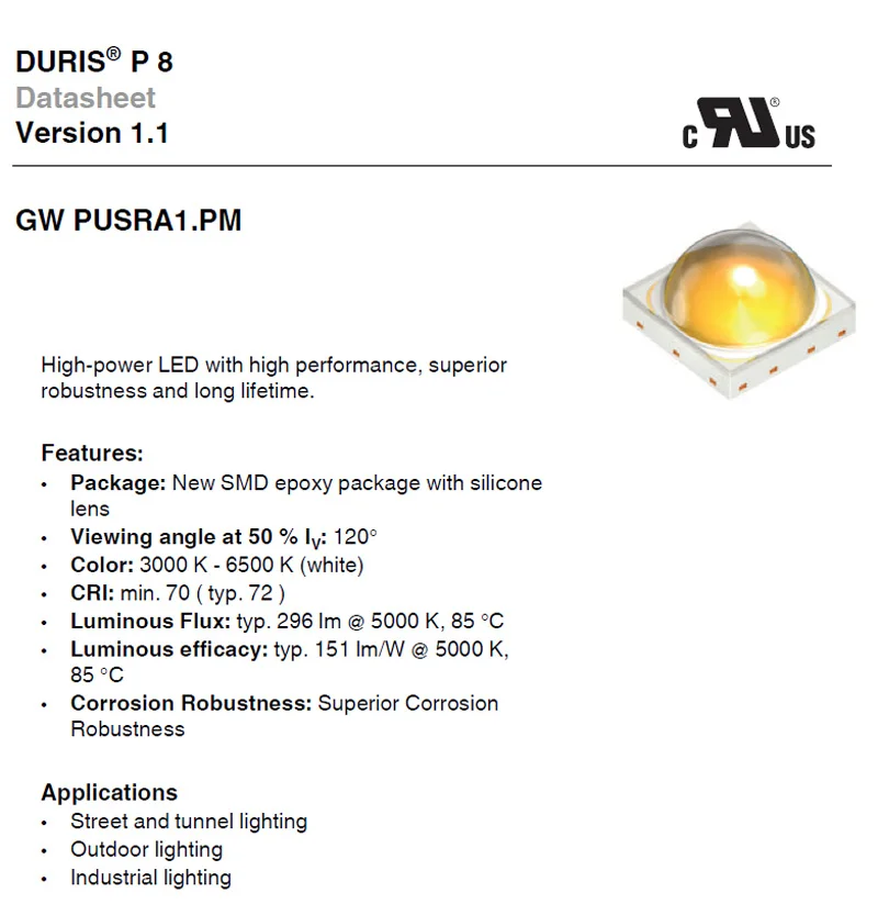 26,5 мм для G2/6 P, 501B/502B/503B/504B/M5/M6, L2 Фонарик Osram Холодный/теплый белый светодиодный внутри