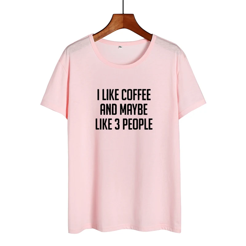 Moda Mujer летняя футболка I Like coffee Tumblr Harajuku coffee Lovers слоган Ulzzang черная белая футболка женская одежда топы - Цвет: pink-black