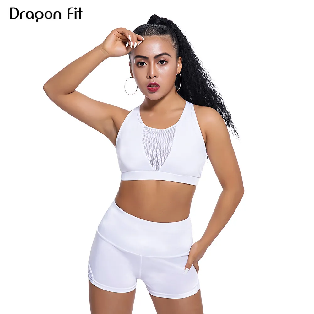 

Dragon Fit Elastic Yoga Set Women Two Piece Set Fitness Push Up Bra+gym Short Quick Dry Sportswear Running Workout Clothes