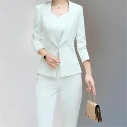 Индивидуальный Новый женский модный тонкий костюм из двух предметов (куртка + брюки) Женский костюм для деловой официальный офисный