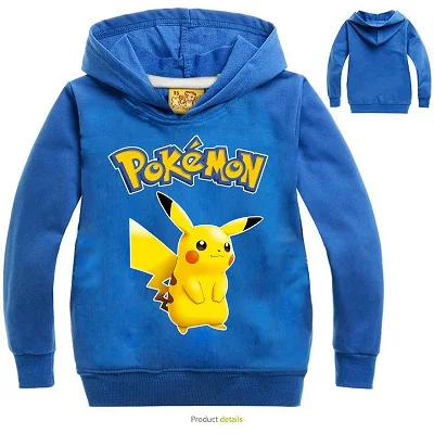  Z&Y 2-16Y New Pikachu Hoodie Boys Girls Hoodies Children's Cartoon Pokemon Go Print Sweatshirts Fas