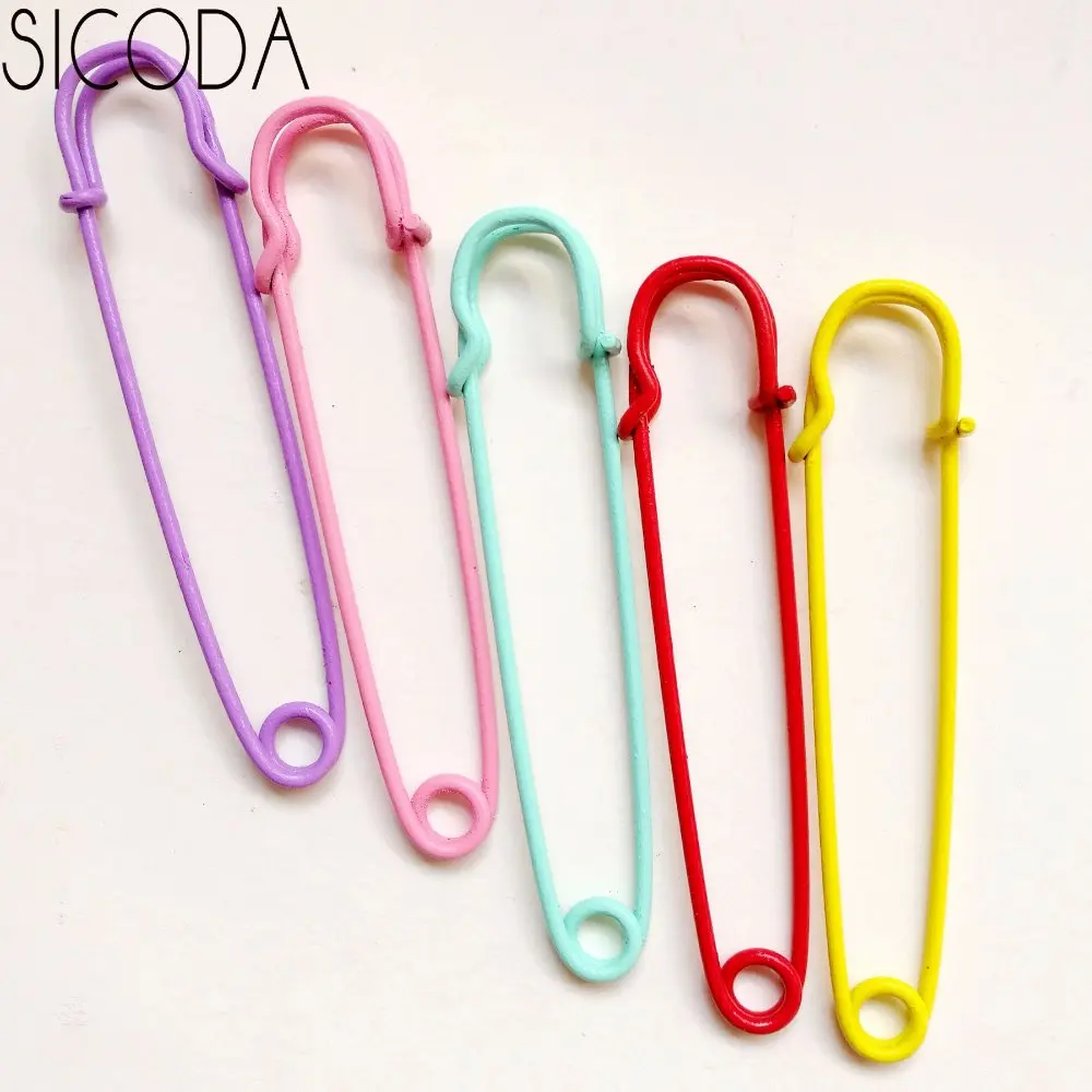 

SICODA 6pc 50/63/102mm Colorful safety pin Brooch Findings painting scarf pin Connector DIY Making Charms Pendant Needle Setting