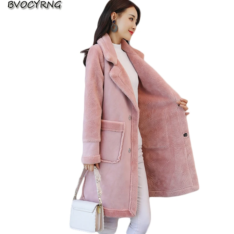 

2017 Deer Velvet Jackets Female Medium Style Leisure Coat Women Winter Thick Lambs Wool Cotton-padded Jacket Winter Parka Q975