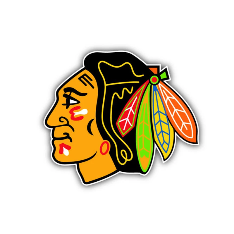 

14CM*12CM Funny Car Sticker Chicago Blackhawks Head Helmet Decal 6-1300