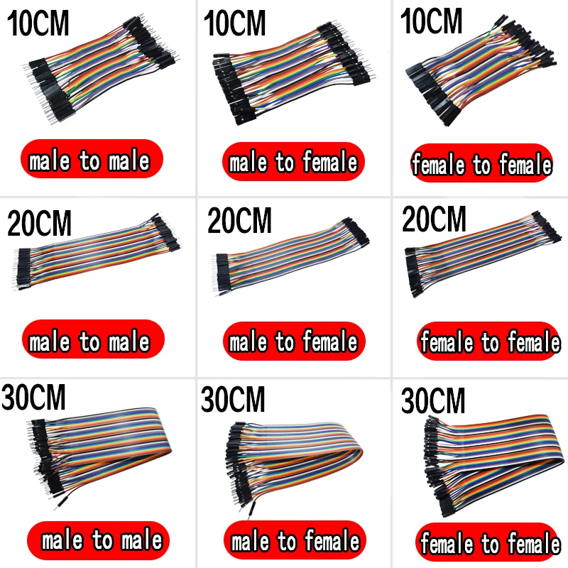 

40PIN 10CM 20CM 30CM Dupont Line Male to Male + Female to Male and Female to Female Jumper Dupont Wire Cable for arduino DIY KIT
