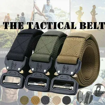 

125CM Length Automatic Tactical Belt Military Nylon Belts Men Milita Style Belt Metal Buckle Cinturon Jeans Waist Strap
