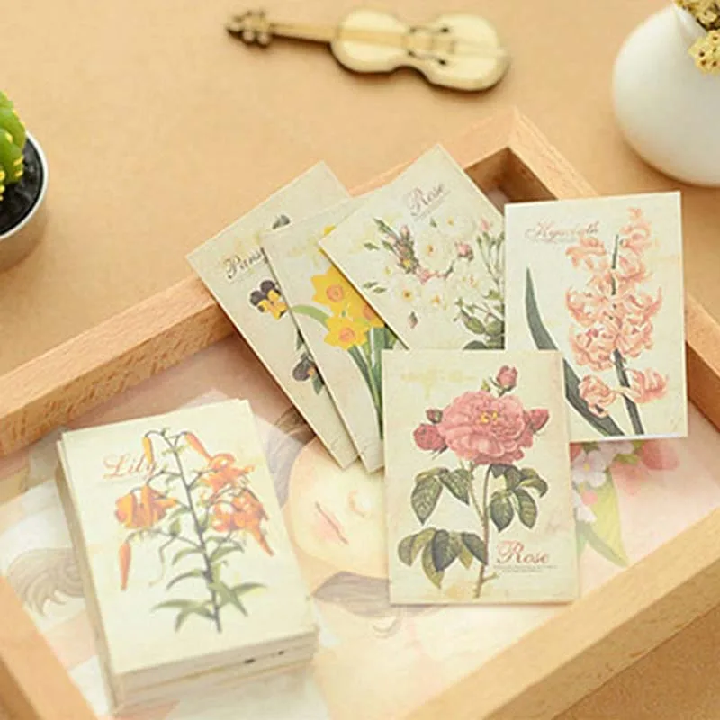 

52 pcs/bag DIY Mini Cute Flower Paper Sticker Vintage Retro Paper for Scrapbooking Home Decoration Free shipping