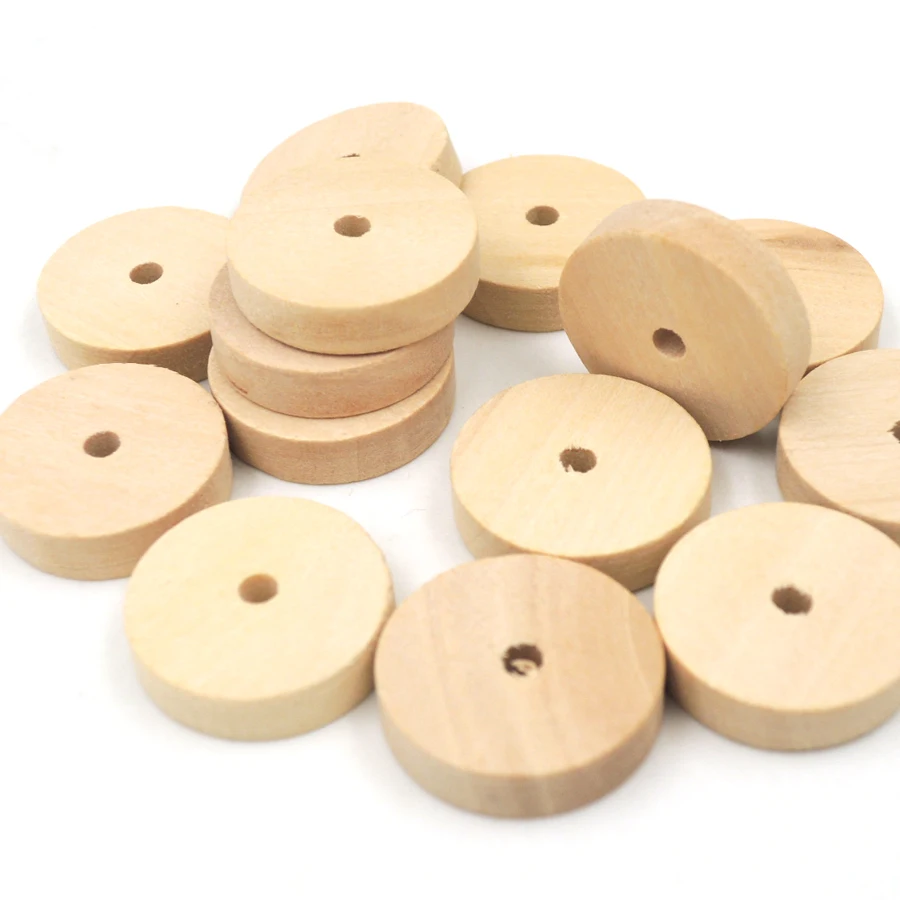 Buy 100PCS 15*4mm Wood Blanks Flat Wooden Beads
