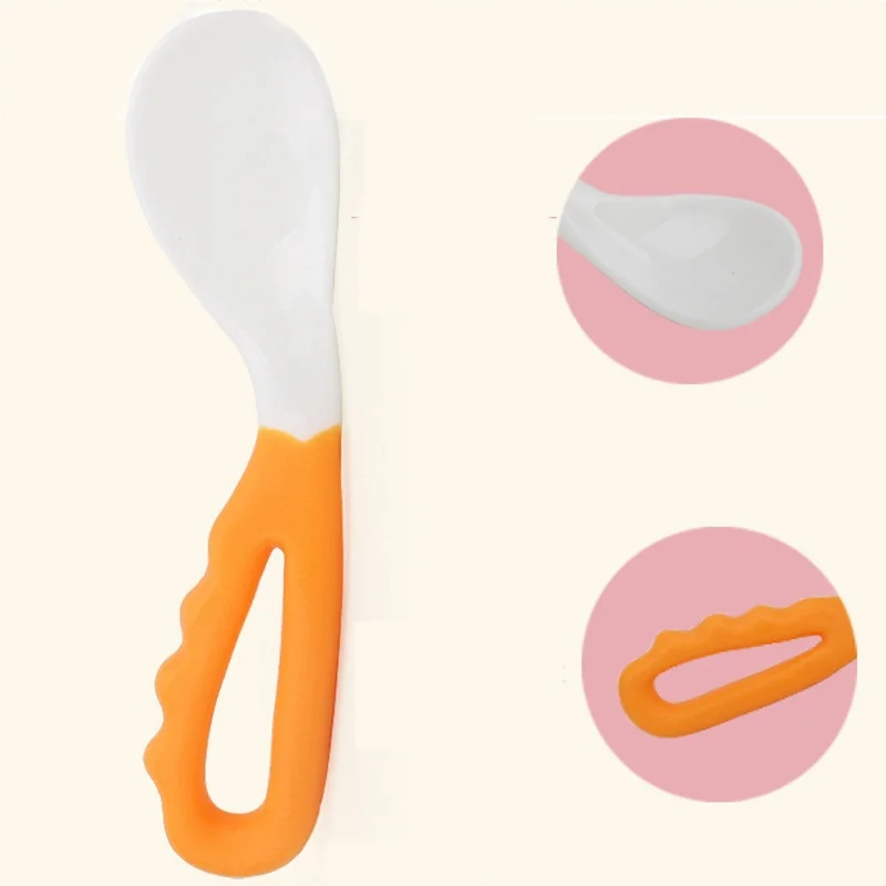 

2PCS/Set PP Silicone Spoon Solid Feeding Pacifier Bending Spoon Flatware Kitchen Tools Supplies